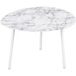 Table basse en métal imitation marbre Ovoid 67 x 60 cm
