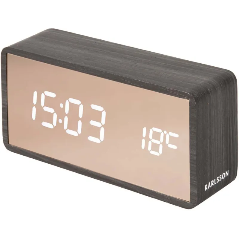 Réveil led en ABS effet bois Copper