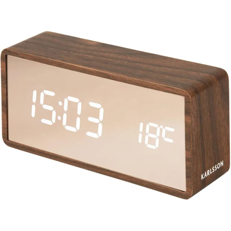 Réveil led en ABS effet bois Copper