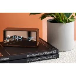 Réveil led en ABS effet bois Copper