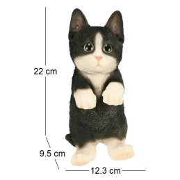 Chaton noir debout en résine 22 cm