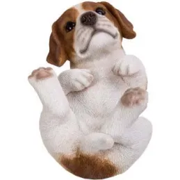 Bébé Jack russel sur le dos en résine 19 cm
