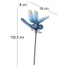 Libellule bleue sur pic en métal 102 cm