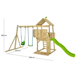 Aire de jeux en bois avec glissière et portique Kingswood