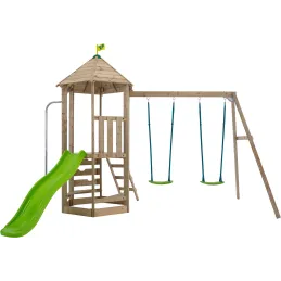 Aire de jeux en bois avec glissière et portique Castelwood