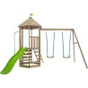 Aire de jeux en bois avec glissière et portique Castelwood