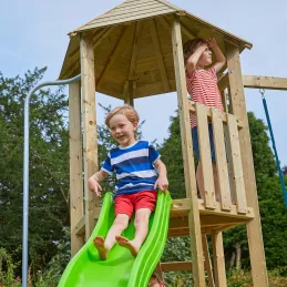 Aire de jeux en bois avec glissière et portique Castelwood
