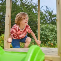 Aire de jeux en bois avec glissière et portique Castelwood