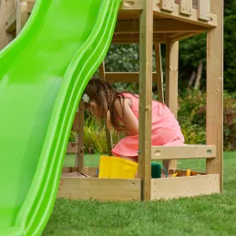 Aire de jeux en bois avec glissière et portique Castelwood
