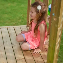 Aire de jeux en bois avec glissière et portique Castelwood