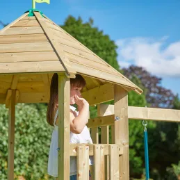 Aire de jeux en bois avec glissière et portique Castelwood
