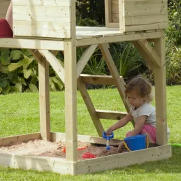 Cabane enfant sur pilotis avec bac à sable Lookout