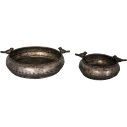 Set de 2 mangeoires à oiseaux en zinc