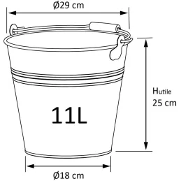 Seau en acier galvanisé 11 litres