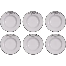 Assiettes en grès blanc Bonne dégustation (Lot de 6)