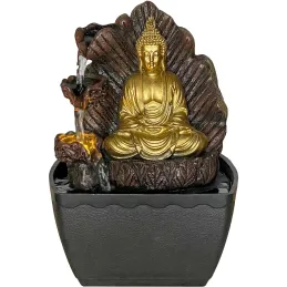 Fontaine d"intérieur en résine bouddha et rocher