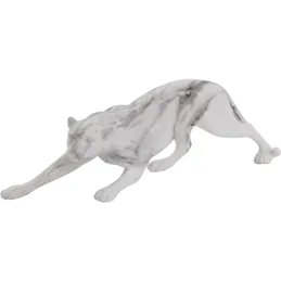 Léopard en résine effet marbre blanc
