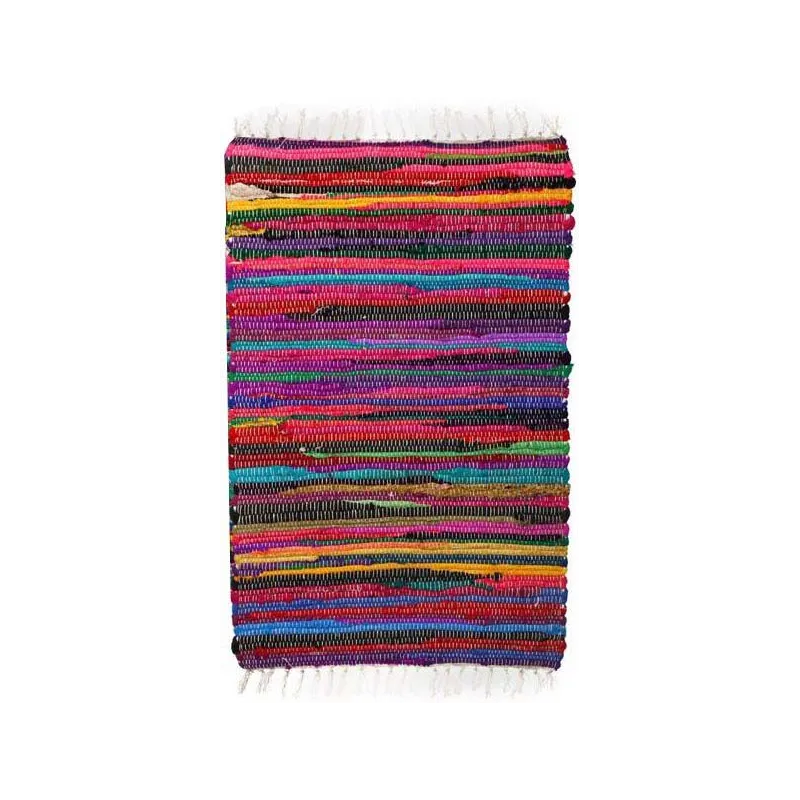 Tapis en coton et polyester rayures colorées 80 x 50 cm