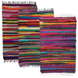 Tapis en coton et polyester rayures colorées 80 x 50 cm