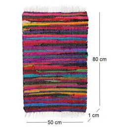 Tapis en coton et polyester rayures colorées 80 x 50 cm