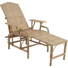 Chaise longue en manau et lame de rotin