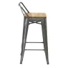Tabouret de bar en acier brossé et bois d'orme huilé
