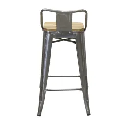 Tabouret de bar en acier brossé et bois d'orme huilé