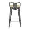 Tabouret de bar en acier brossé et bois d'orme huilé