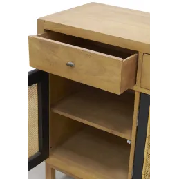 Commode en manguier et cannage