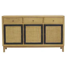 Commode en manguier et cannage
