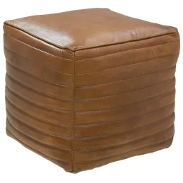 Pouf cube en cuir