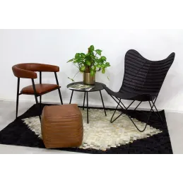 Pouf cube en cuir