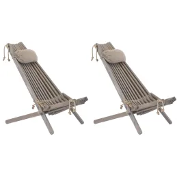 Chilienne en bois EcoChair avec coussin (Lot de 2)