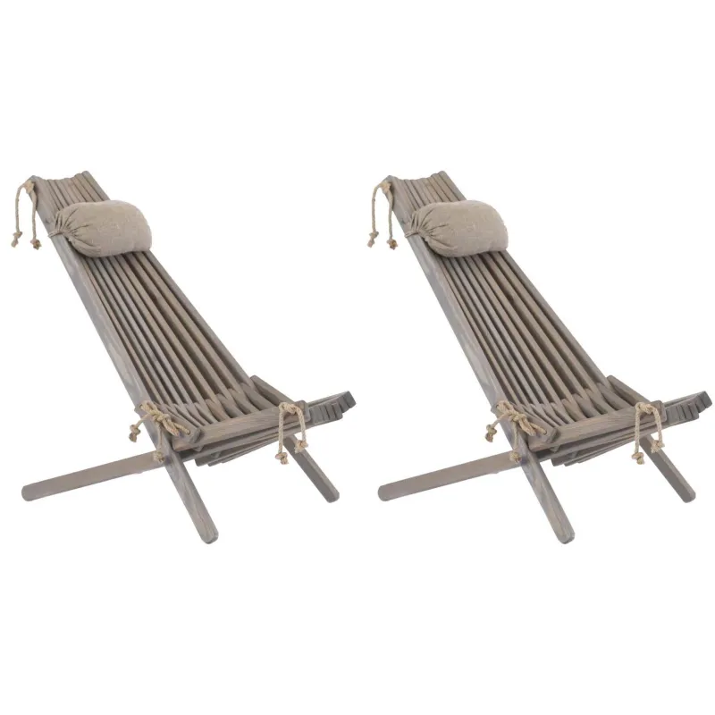Chilienne en bois EcoChair avec coussin (Lot de 2)