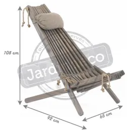 Chilienne en bois EcoChair avec coussin (Lot de 2)