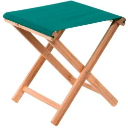 Tabouret bois d'eucalyptus tissu 100% coton Elvas