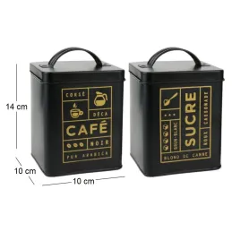 Boite en métal noir mat Nora (Lot de 2)