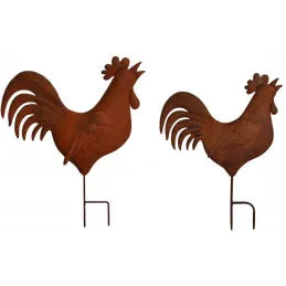 Silhouettes coq en fer (Lot de 2)