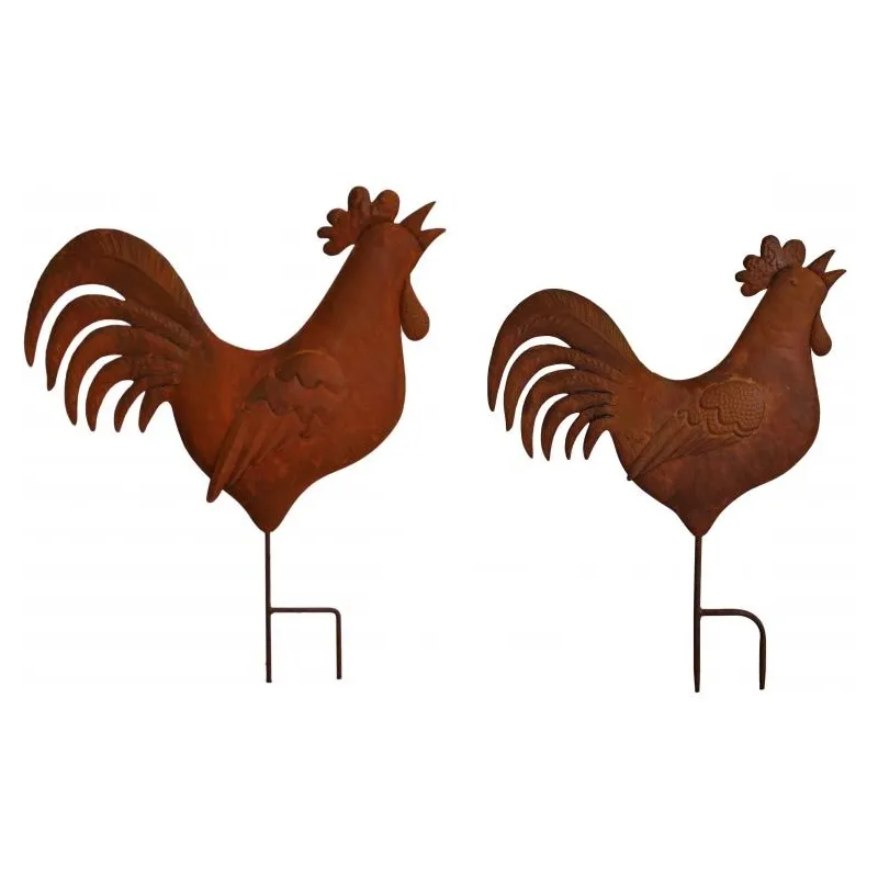 Silhouettes coq en fer (Lot de 2)