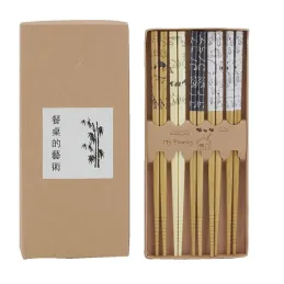 5 paires de baguettes chinoises en bambou