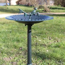 Bassin à oiseaux sur pied en fonte