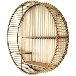 Etagère ronde en métal et MDF Java
