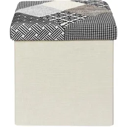 Pouf coffre pliable Patchwork gris