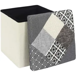 Pouf coffre pliable Patchwork gris