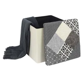 Pouf coffre pliable Patchwork gris