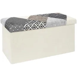 Banc coffre pliable Patchwork gris