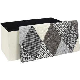 Banc coffre pliable Patchwork gris