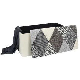 Banc coffre pliable Patchwork gris