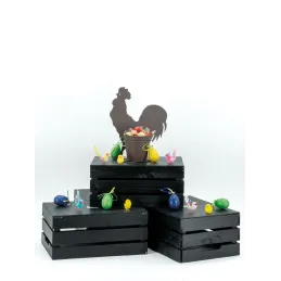 Caisse noire de rangement en pin