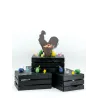 Caisse noire de rangement en pin